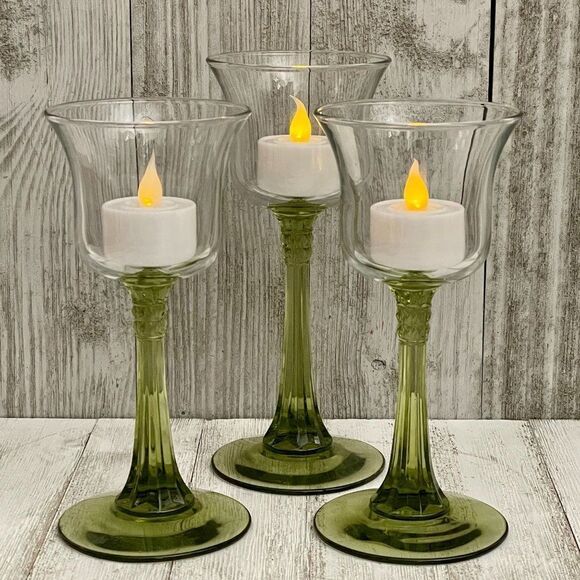 Vintage PartyLite Radiant Glow Stemmed Trio Candle Holders Set of 3 - Picture 1 of 5